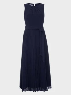 Outlet Hobbs Blythe Pleated Midi Dress Midnight Navy