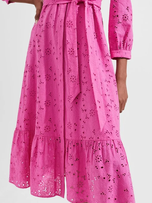 Store Hobbs Briella Broderie Dress Deep Fuchsia