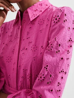 Store Hobbs Briella Broderie Dress Deep Fuchsia