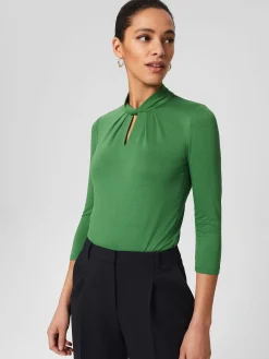Cheap Hobbs Callie Twist Neck Top Pea Green