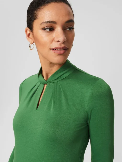 Cheap Hobbs Callie Twist Neck Top Pea Green
