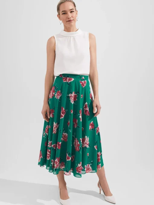 Flash Sale Hobbs Carly Floral A Line Skirt Green Multi