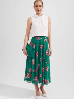 Flash Sale Hobbs Carly Floral A Line Skirt Green Multi