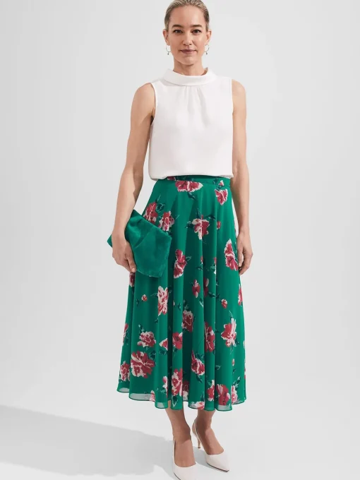 Flash Sale Hobbs Carly Floral A Line Skirt Green Multi