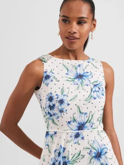 Cheap Hobbs Carly Floral Midi Dress Ivory Multi