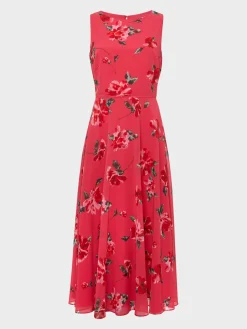 Best Hobbs Carly Floral Midi Dress Pink Red Multi