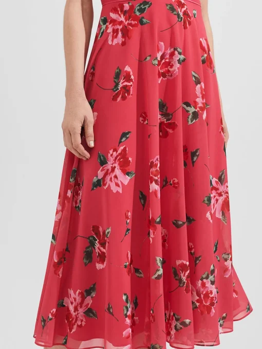 Best Hobbs Carly Floral Midi Dress Pink Red Multi