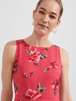 Best Hobbs Carly Floral Midi Dress Pink Red Multi