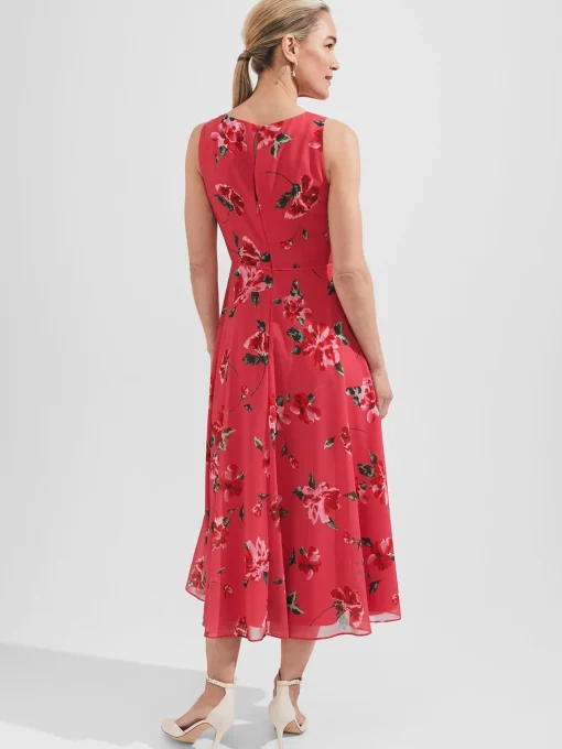 Best Hobbs Carly Floral Midi Dress Pink Red Multi