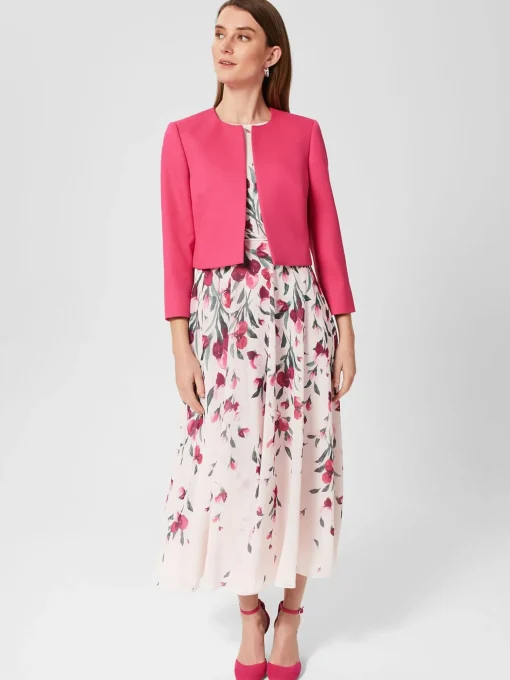 Discount Hobbs Carly Floral Midi Dress Pink Multi