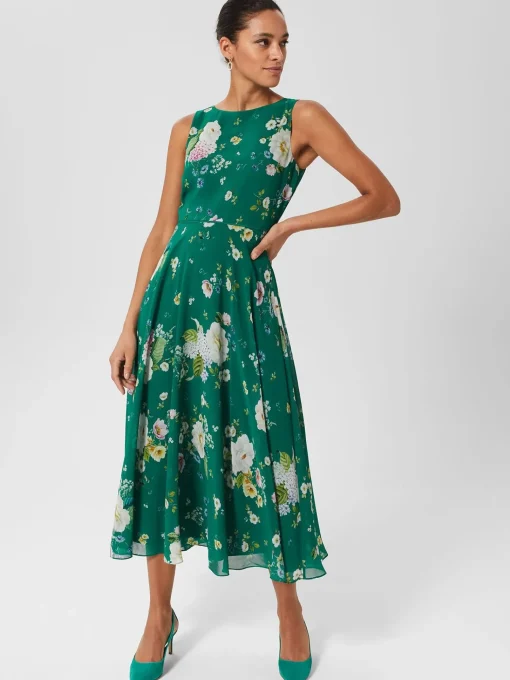 Shop Hobbs Carly Floral Midi Dress Green Multi