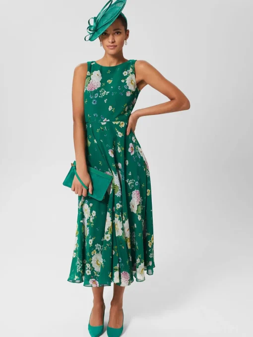 Shop Hobbs Carly Floral Midi Dress Green Multi
