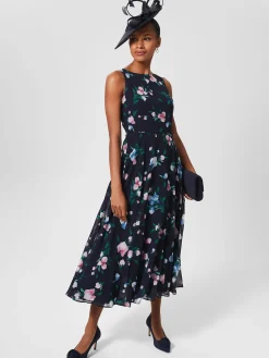 Best Hobbs Carly Floral Midi Dress Navy Multi