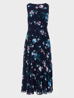 Best Hobbs Carly Floral Midi Dress Navy Multi