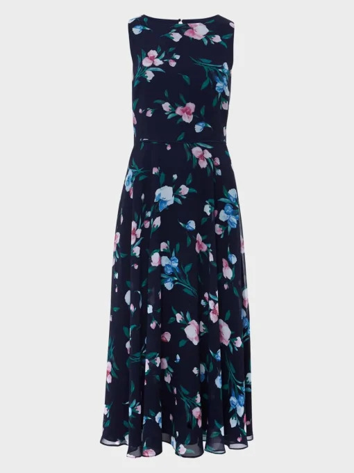 Best Hobbs Carly Floral Midi Dress Navy Multi