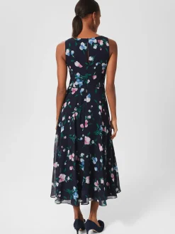 Best Hobbs Carly Floral Midi Dress Navy Multi
