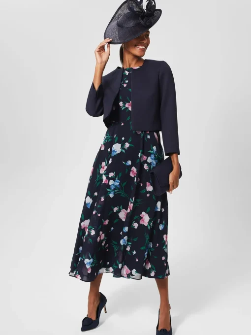 Best Hobbs Carly Floral Midi Dress Navy Multi
