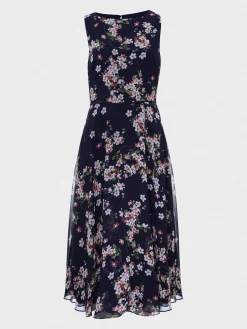 Clearance Hobbs Carly Short Floral Dress Navy Pink Multi