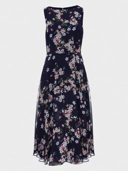 Clearance Hobbs Carly Short Floral Dress Navy Pink Multi