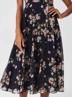 Clearance Hobbs Carly Short Floral Dress Navy Pink Multi
