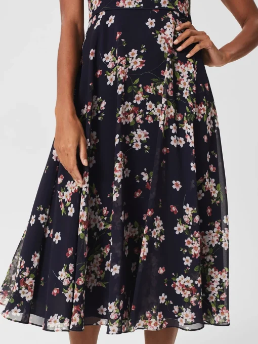 Clearance Hobbs Carly Short Floral Dress Navy Pink Multi