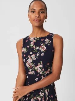Clearance Hobbs Carly Short Floral Dress Navy Pink Multi