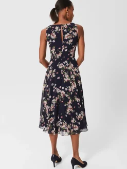 Clearance Hobbs Carly Short Floral Dress Navy Pink Multi