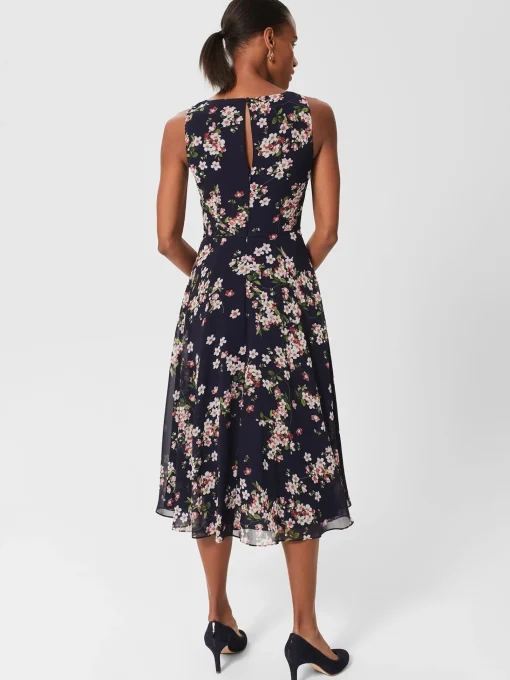 Clearance Hobbs Carly Short Floral Dress Navy Pink Multi