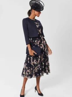 Clearance Hobbs Carly Short Floral Dress Navy Pink Multi