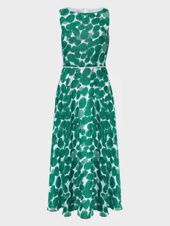 Shop Hobbs Carly Spot Midi Dress Green Ivory