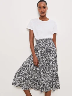 Shop Hobbs Cavendish Skirt Navy Buttrcream