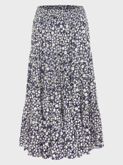 Shop Hobbs Cavendish Skirt Navy Buttrcream