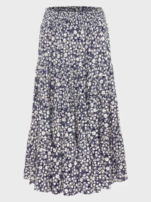 Shop Hobbs Cavendish Skirt Navy Buttrcream