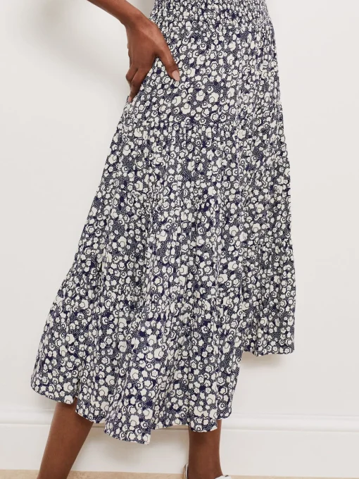 Shop Hobbs Cavendish Skirt Navy Buttrcream