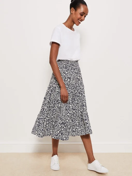 Shop Hobbs Cavendish Skirt Navy Buttrcream