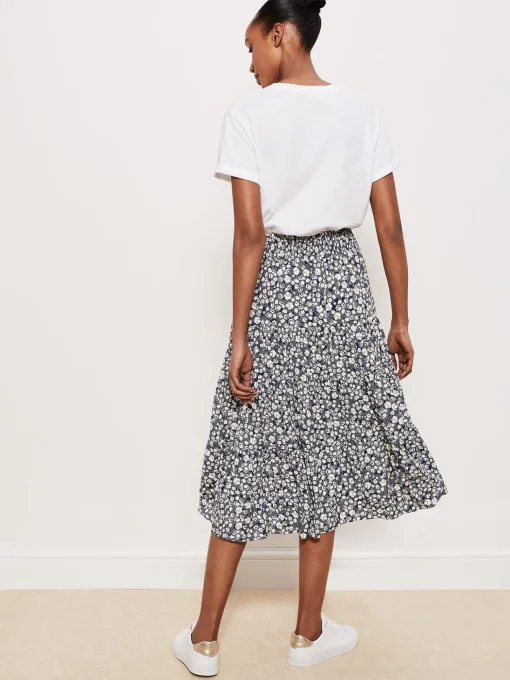 Shop Hobbs Cavendish Skirt Navy Buttrcream
