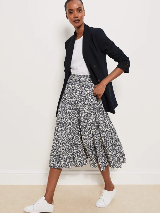 Shop Hobbs Cavendish Skirt Navy Buttrcream