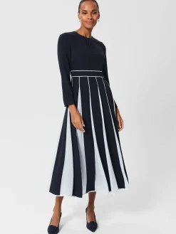 Best Hobbs Cecilia Fit And Flare Dress Navy Pale Blue