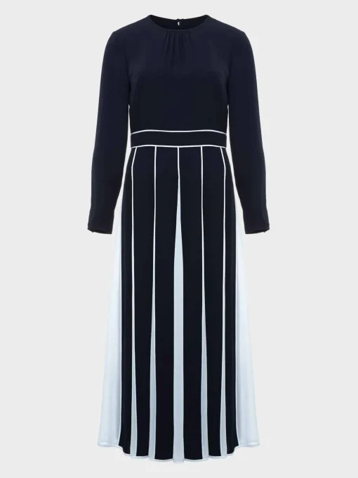 Best Hobbs Cecilia Fit And Flare Dress Navy Pale Blue