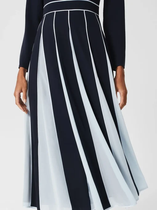 Best Hobbs Cecilia Fit And Flare Dress Navy Pale Blue