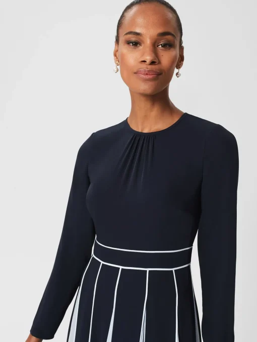 Best Hobbs Cecilia Fit And Flare Dress Navy Pale Blue
