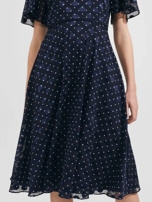 Discount Hobbs Ceira Spot Fit And Flare Dress Navy Ivory
