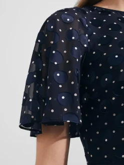 Discount Hobbs Ceira Spot Fit And Flare Dress Navy Ivory