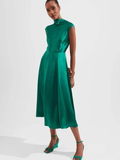 Shop Hobbs Charlize Silk Dress Meadow Green