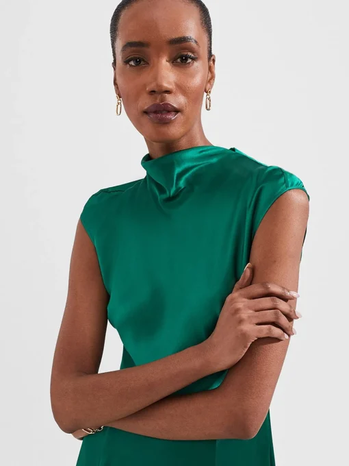 Shop Hobbs Charlize Silk Dress Meadow Green