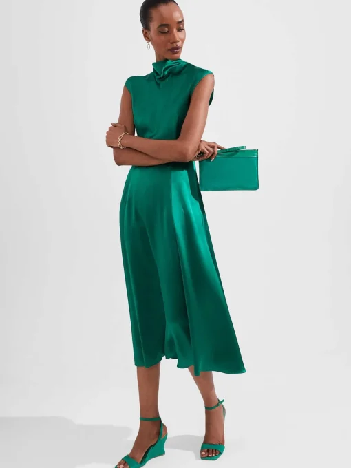 Shop Hobbs Charlize Silk Dress Meadow Green