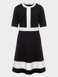 Best Sale Hobbs Christine Ponte Dress Navy Ivory
