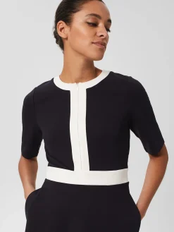 Best Sale Hobbs Christine Ponte Dress Navy Ivory