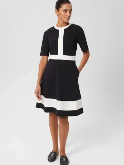 Best Sale Hobbs Christine Ponte Dress Navy Ivory