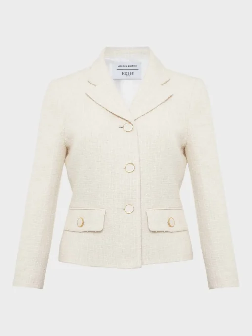 Flash Sale Hobbs Clarence Tweed Jacket Cream